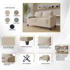 Lniana tapicerowana sofa loveseat CraftPorch w prostym stylu