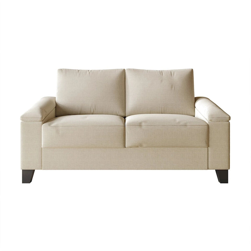 Lniana tapicerowana sofa loveseat CraftPorch w prostym stylu