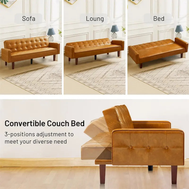 Vuodesohva, futon-vuodesohva, keinonahkainen kahden istuttavan sohvan futon, kahden istuttavan sohvan vuode olohuoneeseen tai vieras