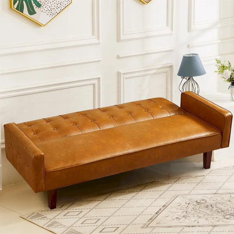Vuodesohva, futon-vuodesohva, keinonahkainen kahden istuttavan sohvan futon, kahden istuttavan sohvan vuode olohuoneeseen tai vieras