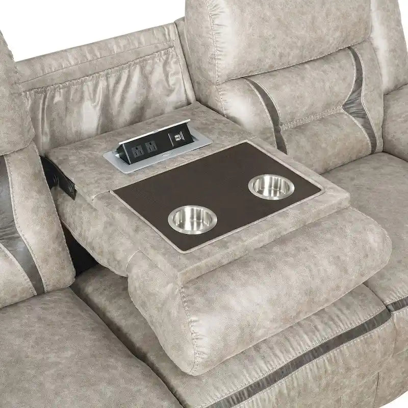 Manuell verstellbares PU-Sofa-Set in Taupe