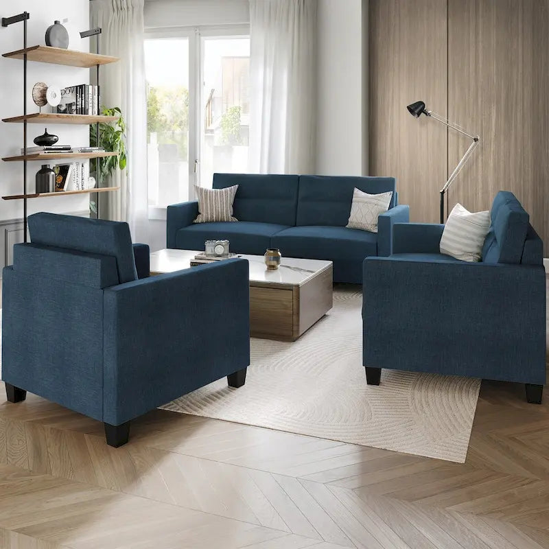 Czysty i minimalistyczny 3-częściowy zestaw do salonu CraftPorch z tapicerką lnianą
