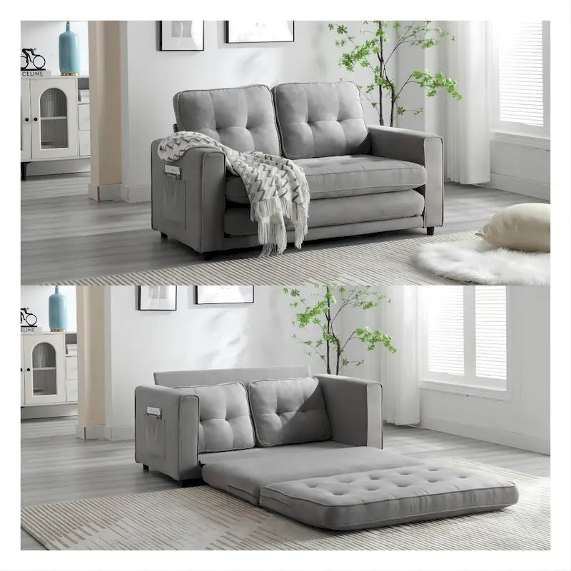 Sofá de terciopelo plegable en 3 partes, sofá cama convertible extraíble