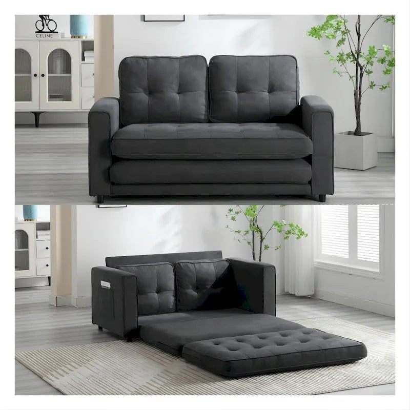 Sofá de terciopelo plegable en 3 partes, sofá cama convertible extraíble