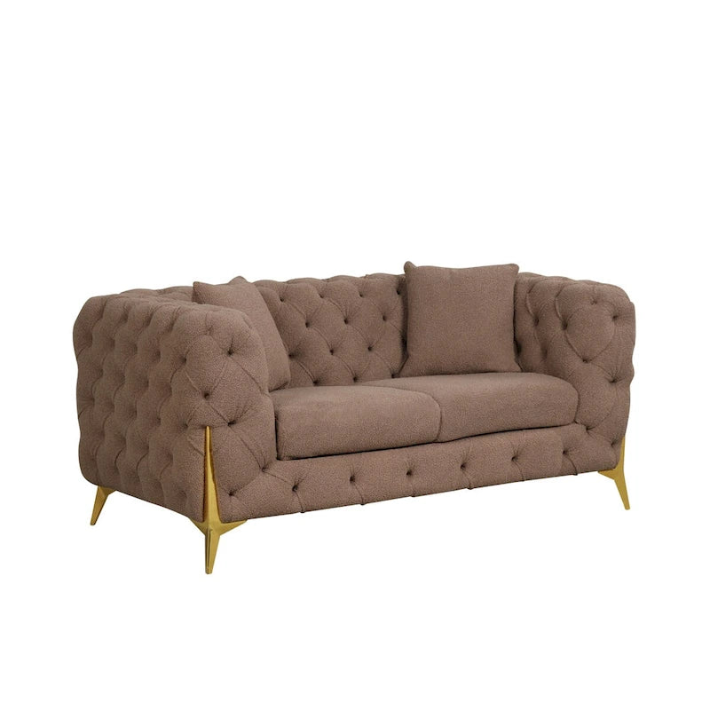 3-delige moderne woonkamerset in mid-century-stijl met gestructureerde stoffen bekleding