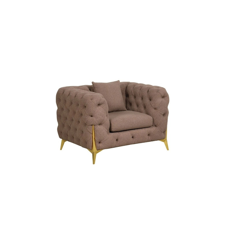 3-delige moderne woonkamerset in mid-century-stijl met gestructureerde stoffen bekleding