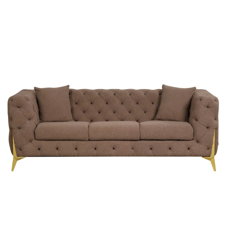 3-delige moderne woonkamerset in mid-century-stijl met gestructureerde stoffen bekleding