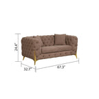 3-delige moderne woonkamerset in mid-century-stijl met gestructureerde stoffen bekleding