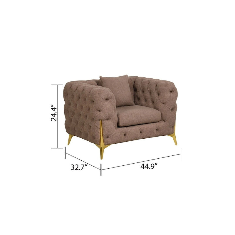 3-delige moderne woonkamerset in mid-century-stijl met gestructureerde stoffen bekleding
