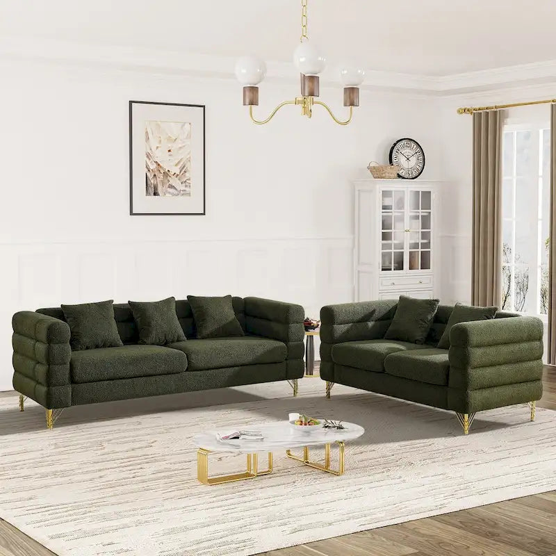 Modulares Ecksofa Ouyessir aus Teddy-Stoff, modernes L-Form-Sofa für 2/3/4 Personen mit Kissen
