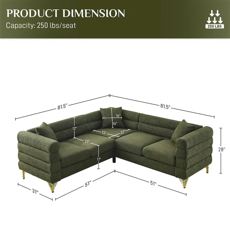 Modulares Ecksofa Ouyessir aus Teddy-Stoff, modernes L-Form-Sofa für 2/3/4 Personen mit Kissen