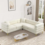 Modulares Ecksofa Ouyessir aus Teddy-Stoff, modernes L-Form-Sofa für 2/3/4 Personen mit Kissen