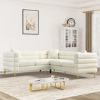 Modulares Ecksofa Ouyessir aus Teddy-Stoff, modernes L-Form-Sofa für 2/3/4 Personen mit Kissen