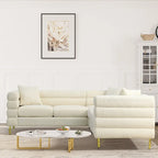 Modulares Ecksofa Ouyessir aus Teddy-Stoff, modernes L-Form-Sofa für 2/3/4 Personen mit Kissen