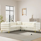 Modulares Ecksofa Ouyessir aus Teddy-Stoff, modernes L-Form-Sofa für 2/3/4 Personen mit Kissen
