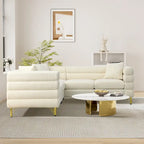 Modulares Ecksofa Ouyessir aus Teddy-Stoff, modernes L-Form-Sofa für 2/3/4 Personen mit Kissen