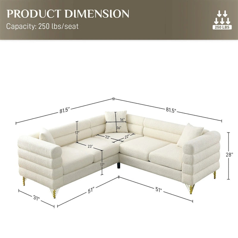 Modulares Ecksofa Ouyessir aus Teddy-Stoff, modernes L-Form-Sofa für 2/3/4 Personen mit Kissen
