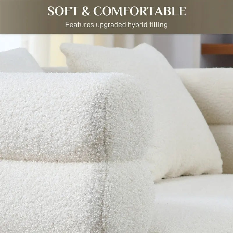 Modulares Ecksofa Ouyessir aus Teddy-Stoff, modernes L-Form-Sofa für 2/3/4 Personen mit Kissen