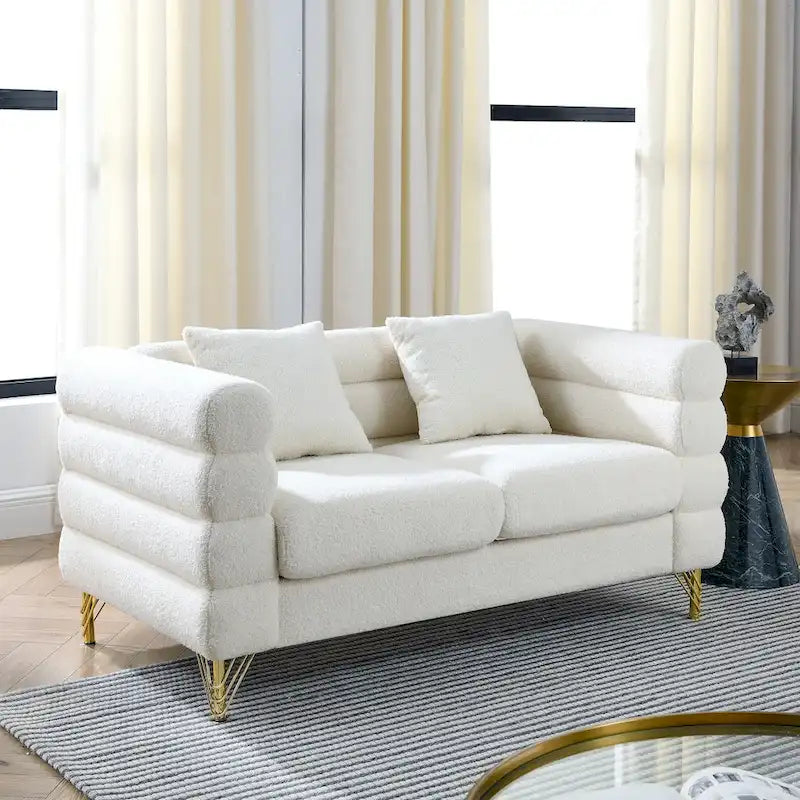 Modulares Ecksofa Ouyessir aus Teddy-Stoff, modernes L-Form-Sofa für 2/3/4 Personen mit Kissen