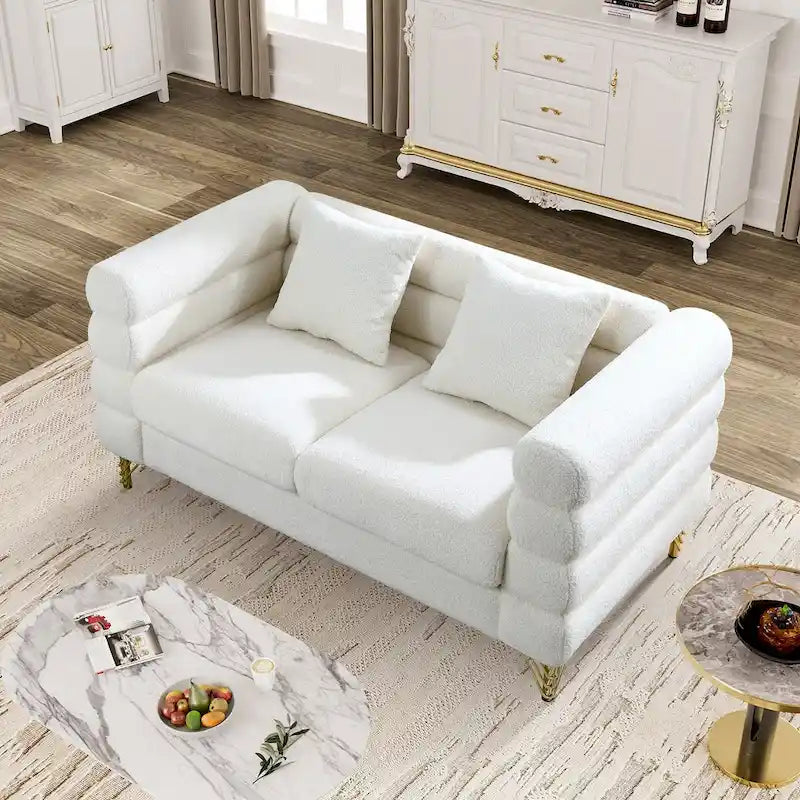 Modulares Ecksofa Ouyessir aus Teddy-Stoff, modernes L-Form-Sofa für 2/3/4 Personen mit Kissen