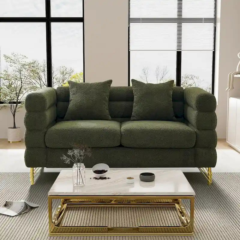 Modulares Ecksofa Ouyessir aus Teddy-Stoff, modernes L-Form-Sofa für 2/3/4 Personen mit Kissen