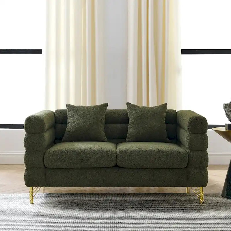 Modulares Ecksofa Ouyessir aus Teddy-Stoff, modernes L-Form-Sofa für 2/3/4 Personen mit Kissen