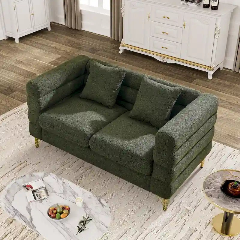 Modulares Ecksofa Ouyessir aus Teddy-Stoff, modernes L-Form-Sofa für 2/3/4 Personen mit Kissen