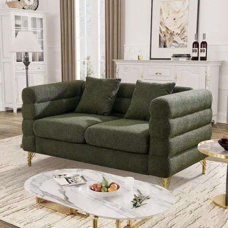 Modulares Ecksofa Ouyessir aus Teddy-Stoff, modernes L-Form-Sofa für 2/3/4 Personen mit Kissen