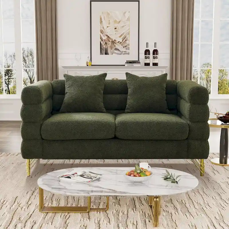Modulares Ecksofa Ouyessir aus Teddy-Stoff, modernes L-Form-Sofa für 2/3/4 Personen mit Kissen