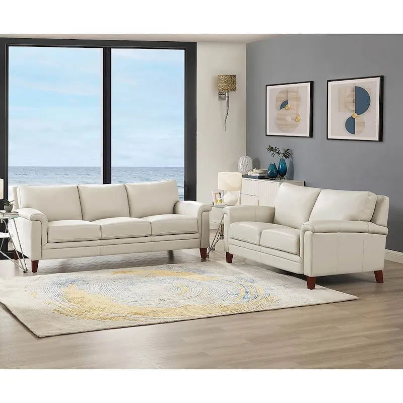 Hydeline Westcott set van bank en loveseat van volnerfleer met traagschuim en veren