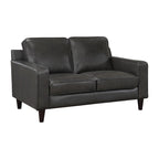 Causeuse Richie de 60 pouces, cuir pleine fleur et similicuir gris, bois massif