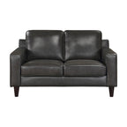 Causeuse Richie de 60 pouces, cuir pleine fleur et similicuir gris, bois massif