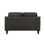 Causeuse Richie de 60 pouces, cuir pleine fleur et similicuir gris, bois massif