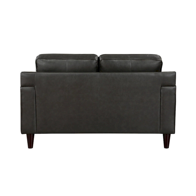 Causeuse Richie de 60 pouces, cuir pleine fleur et similicuir gris, bois massif