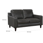 Causeuse Richie de 60 pouces, cuir pleine fleur et similicuir gris, bois massif