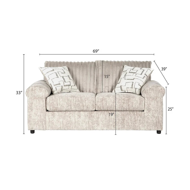 Zestaw Roundhill Furniture Nason: sofa, kanapa dwuosobowa i fotel do przytulania z szerokiego sztruksu