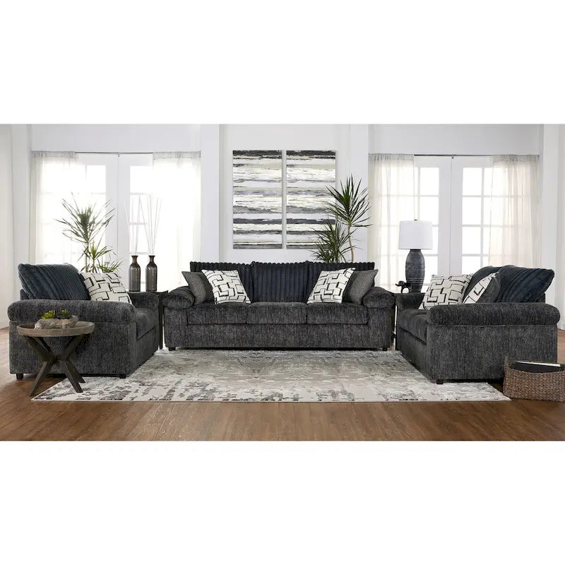 Zestaw Roundhill Furniture Nason: sofa, kanapa dwuosobowa i fotel do przytulania z szerokiego sztruksu