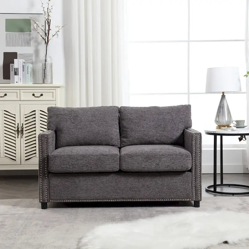 Moderner Zweisitzer aus Chenille, gepolstertes 2-Sitzer-Sofa, modernes Sofa für Wohnzimmer, Schlafzimmer oder Apartment