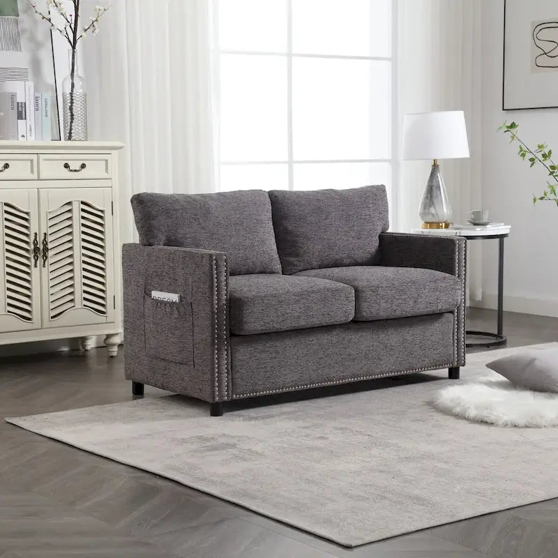 Moderner Zweisitzer aus Chenille, gepolstertes 2-Sitzer-Sofa, modernes Sofa für Wohnzimmer, Schlafzimmer oder Apartment