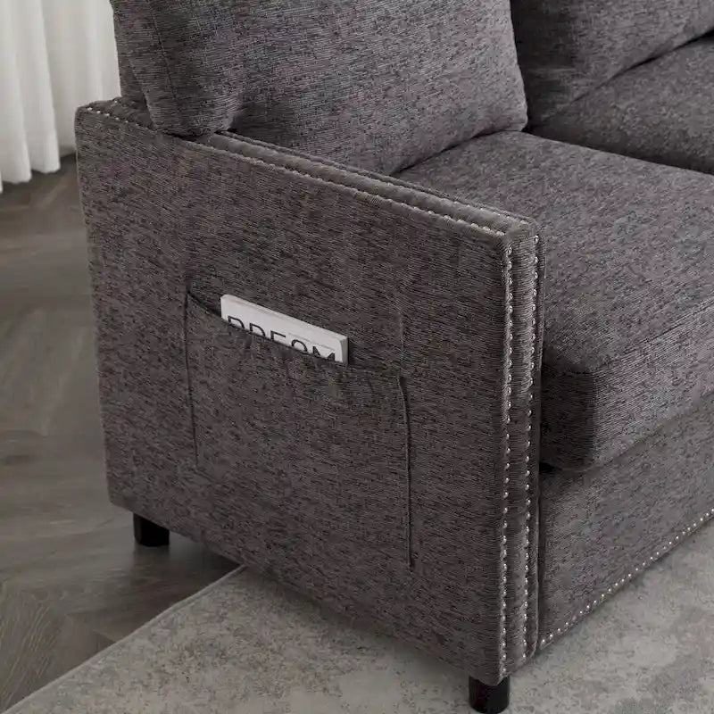 Moderner Zweisitzer aus Chenille, gepolstertes 2-Sitzer-Sofa, modernes Sofa für Wohnzimmer, Schlafzimmer oder Apartment