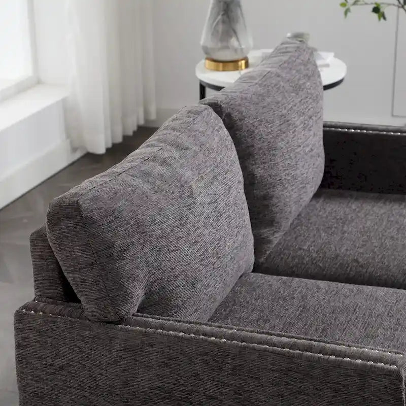 Moderner Zweisitzer aus Chenille, gepolstertes 2-Sitzer-Sofa, modernes Sofa für Wohnzimmer, Schlafzimmer oder Apartment