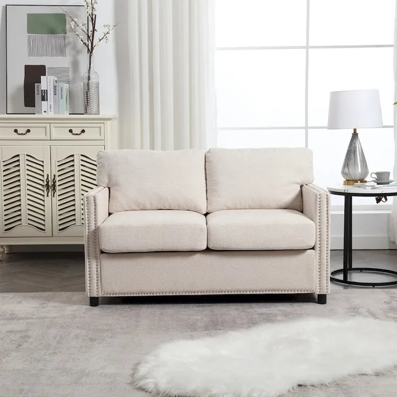 Moderner Zweisitzer aus Chenille, gepolstertes 2-Sitzer-Sofa, modernes Sofa für Wohnzimmer, Schlafzimmer oder Apartment