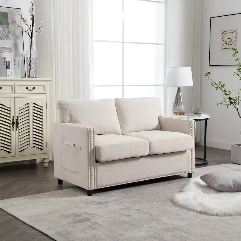 Moderner Zweisitzer aus Chenille, gepolstertes 2-Sitzer-Sofa, modernes Sofa für Wohnzimmer, Schlafzimmer oder Apartment