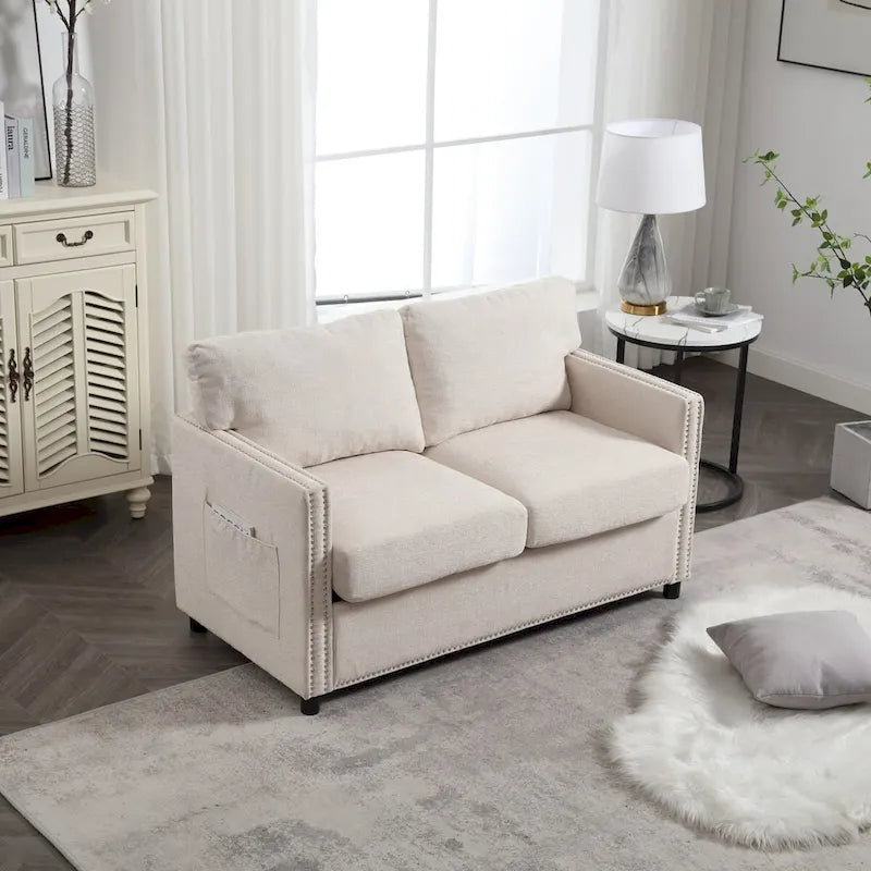 Moderner Zweisitzer aus Chenille, gepolstertes 2-Sitzer-Sofa, modernes Sofa für Wohnzimmer, Schlafzimmer oder Apartment