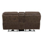 Tony 80 Inch Power Double Recliner Loveseat, Console Cupholders, USB, Brown