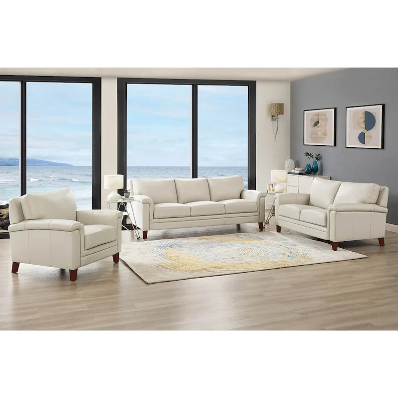 Hydeline Westcott Sofagarnitur aus vollnarbigem Leder mit Sofa, Loveseat und Sessel, Memory-Schaum und Federn
