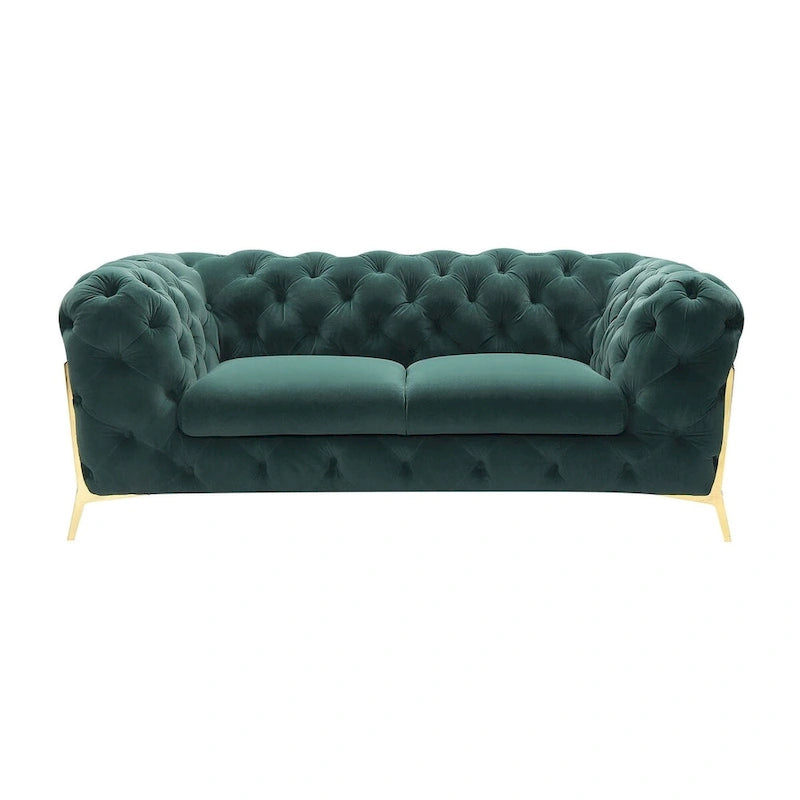 Przejściowa sofa dwuosobowa Divani Casa Sheila z tkaniny w szmaragdowozielonym kolorze