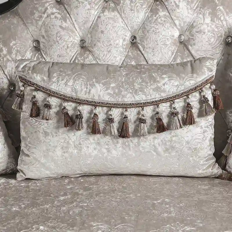 Furniture of America Clarissa tradycyjny zestaw sof z pikowanym guzikami oparciem i poduszką dekoracyjną