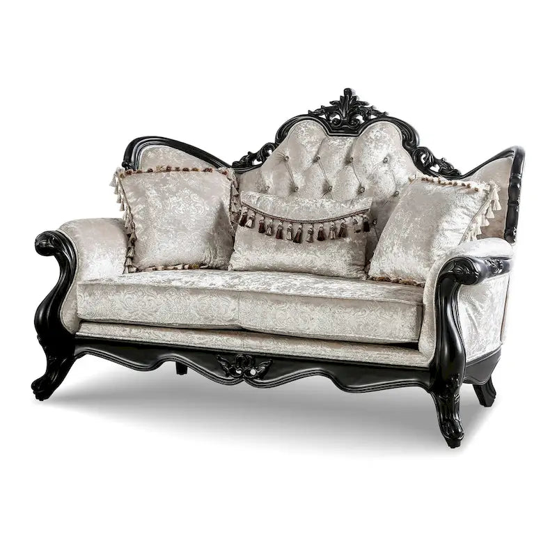 Furniture of America Clarissa tradycyjny zestaw sof z pikowanym guzikami oparciem i poduszką dekoracyjną