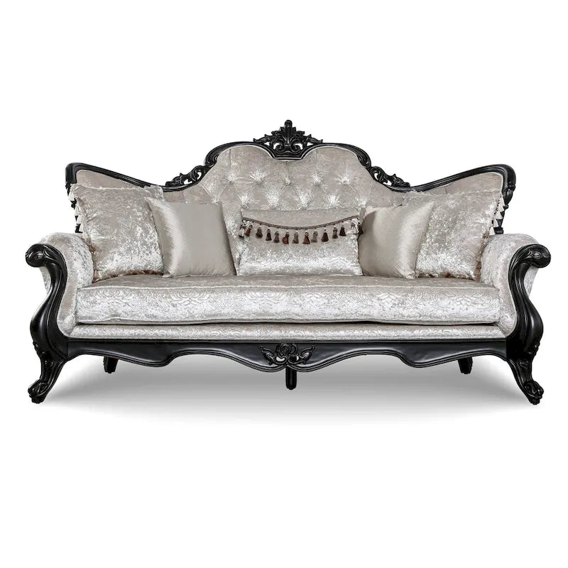 Furniture of America Clarissa tradycyjny zestaw sof z pikowanym guzikami oparciem i poduszką dekoracyjną